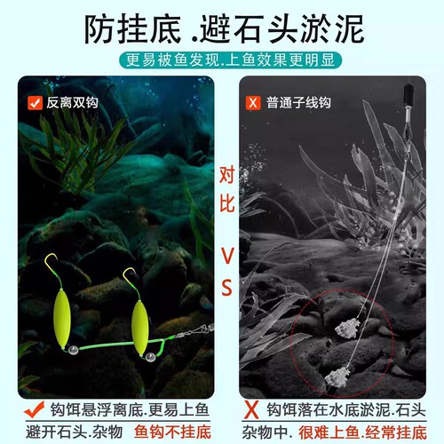 反底子线双钩跑铅抗走水双钩成品户外钓鱼伊势尼金海夕防挂底双钩 - 图2