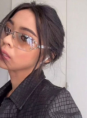 欧美无框镶钻中j复古风大框显瘦千禧甜酷辣妹级Y2K墨镜太阳眼镜