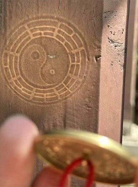 十二生肖透光铜镜透光八卦图太极4cm铜镜纯手S工重视古法透光镜