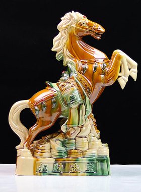 中式简约陶瓷马摆件十二生肖x客厅家居电视酒柜工艺品摆设装饰礼