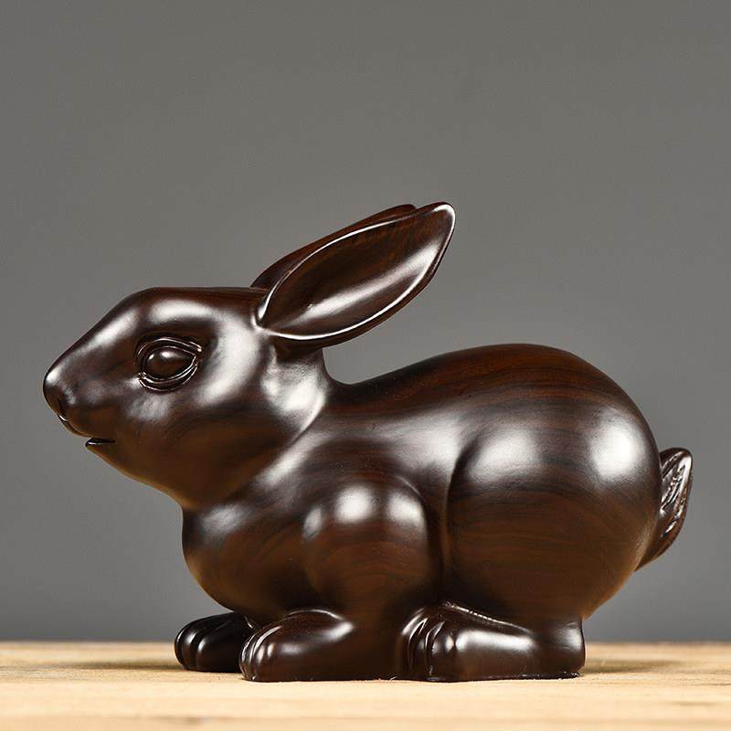 黑檀木雕兔子摆件十二生肖兔家居客厅玄关装饰摆设实木雕刻工艺礼,淘宝优惠券,粉丝福利购,淘宝优惠卷