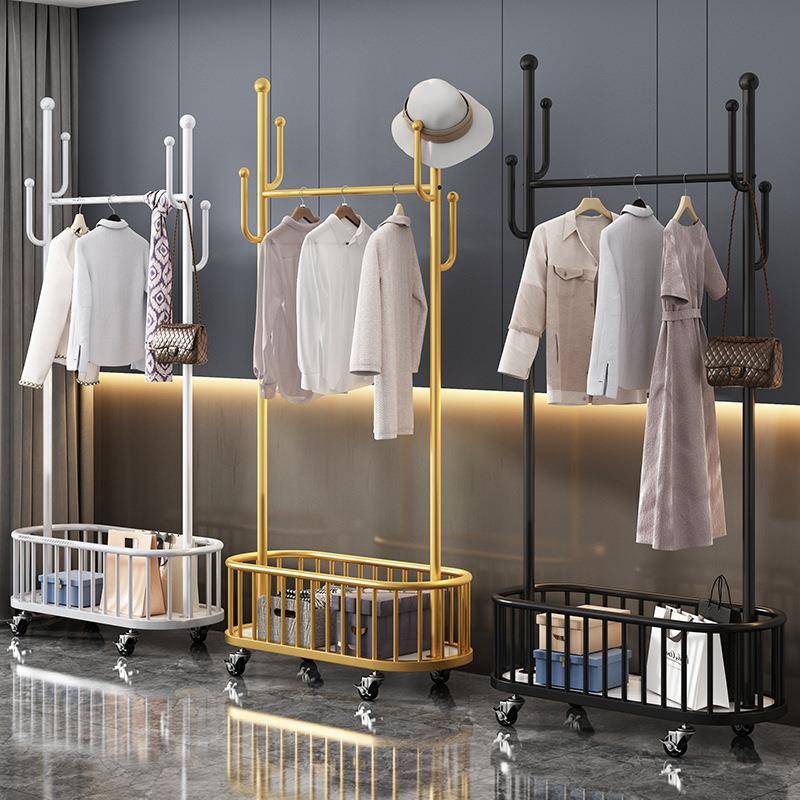 衣架落地卧室家用房间轻奢挂衣架简易移动晾衣架子带轮网红衣帽架 - 图2