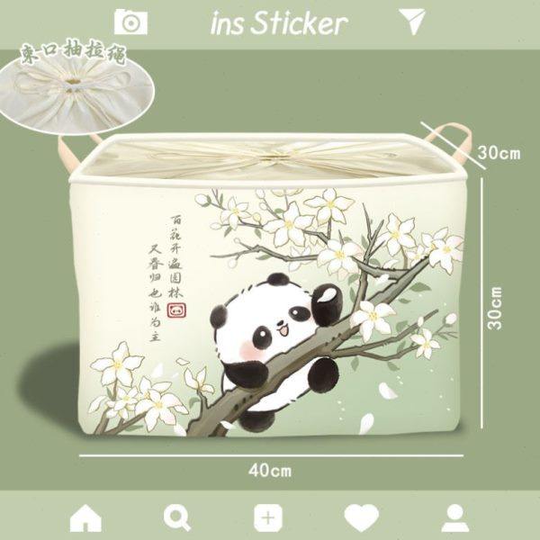 Ancient style panda dirty clothing basket bathroom household dirty clothing basket fabric dirty clothing storage basket large-sized dirty clothing basket foldable
