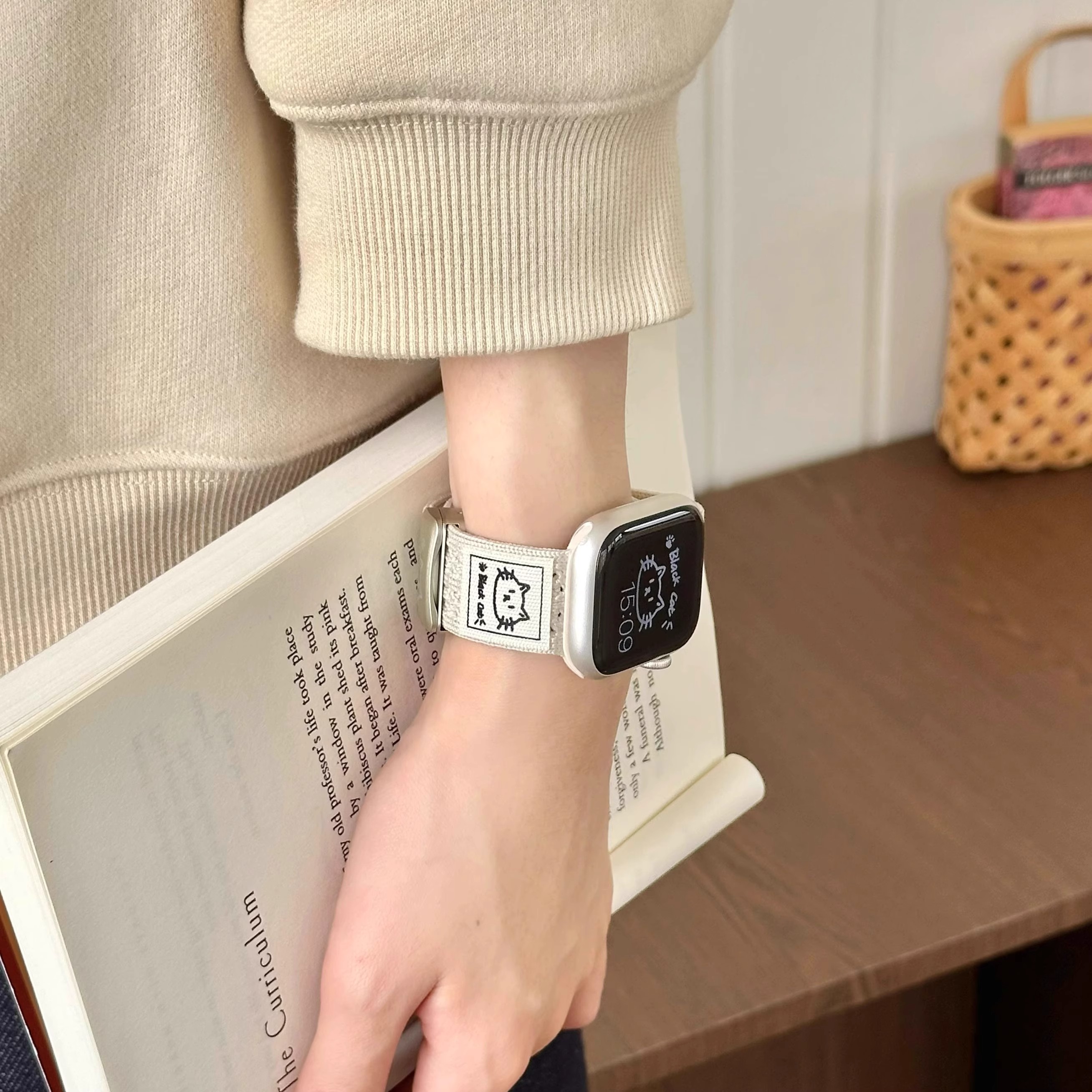 小猫图案透气针织尼龙磁吸表带适用华为Fit3fit2小米8/9pro红米54 - 图3