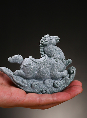 创意可爱摇摇小马家居摆件客厅书房家居装饰品青砂石茶宠摆件精品