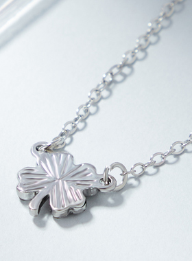 新款闪钻幸运四叶草项链女锁骨链