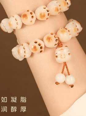 佛珠学生盘炭烧猫爪菩提根手链