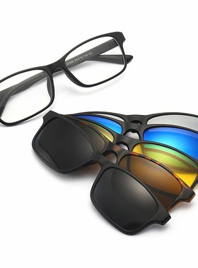 磁吸眼镜男两用近视太阳眼镜套镜经典小方框开车驾驶偏光夹片墨镜