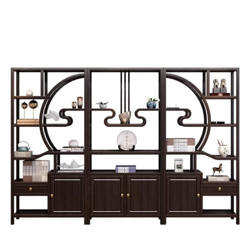 新中式博古架摆组件客厅展示配装饰无品牌/品柜书房茶室合搭实木 - 图3