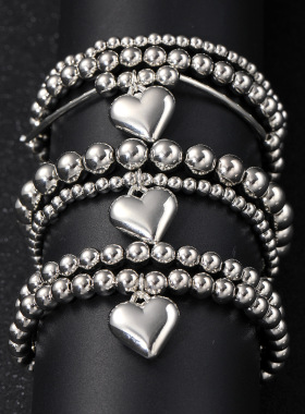 法式爱心串珠弹力手链女