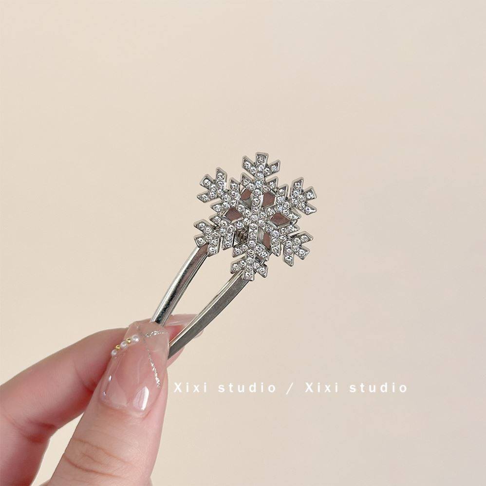 秋冬氛围感闪耀雪花少女鸭嘴夹发卡刘海碎发夹编发侧边精致小边夹,淘宝优惠券,粉丝福利购,淘宝优惠卷
