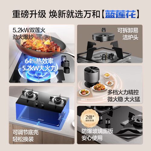 万和天然气燃气灶液化气煤气猛火灶具家用嵌入式官方旗舰店B9LB9S - 图1