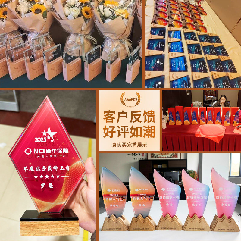 实木水晶奖杯定制定做创意奖牌高档大气年会颁奖优秀员工荣誉纪念