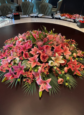 高档酒店餐桌花摆花桌子仿真花摆设轻奢装饰花圆桌中间转盘花摆件