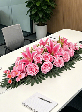 高端会议桌仿真花艺摆件