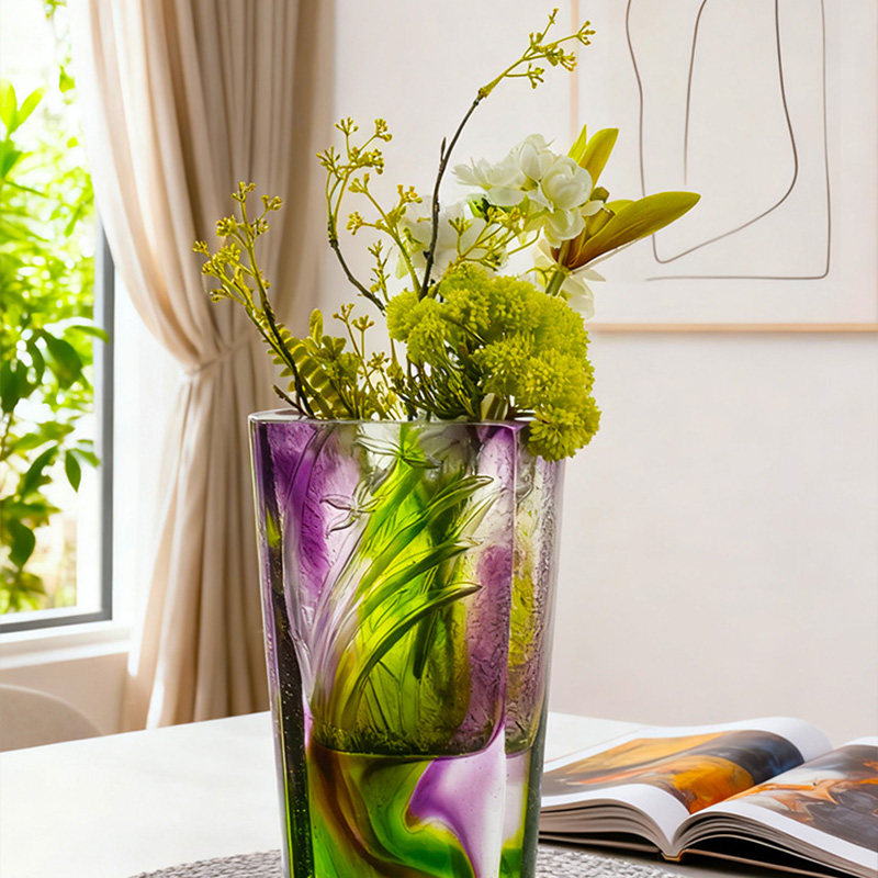 古法琉璃花瓶摆件彩色渐变家居装饰品客厅玄关办公室简约风艺术品,淘宝优惠券,粉丝福利购,淘宝优惠卷