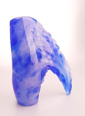 匠门琉璃蓝色抽象客厅摆件