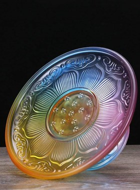 琉璃莲花水果盘贡盘果碟佛前观音供盘客厅摆件家用供果盘佛具用品