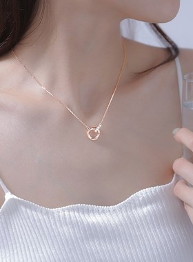 莫比乌斯环银项链轻奢小众环环相扣锁骨链2022年新款女设计感