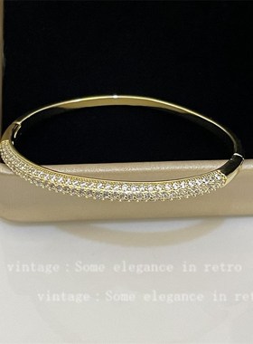时尚轻奢满钻锆石手镯爆闪高级感小众设计感气质百搭个性手链手饰