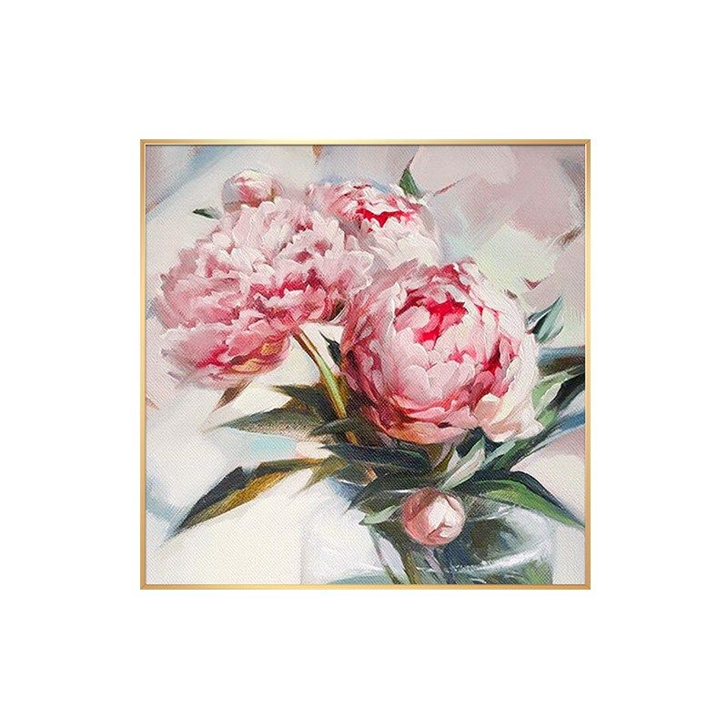 手绘粉色牡丹花卉花开富贵客厅挂画现代温馨卧室玄关餐厅墙装饰画,淘宝优惠券,粉丝福利购,淘宝优惠卷