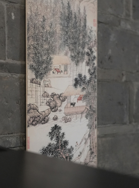 是名一鹿丨日式卷轴三色装裱挂轴茶挂茶室民宿侘寂空间禅意装饰画