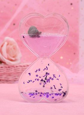 可爱桃心爱心亮片海洋动物漂浮滴油漏亚克力沙漏送同学毕业礼品