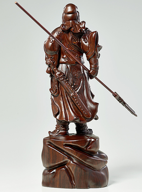 黑檀木雕武圣关公摆件2022新款实木质武财神关二爷关羽办公室供奉