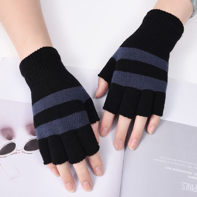 秋冬季男女士加绒保暖防寒学生写字漏半指露二指骑车毛线触屏手套,淘宝优惠券,粉丝福利购,淘宝优惠卷
