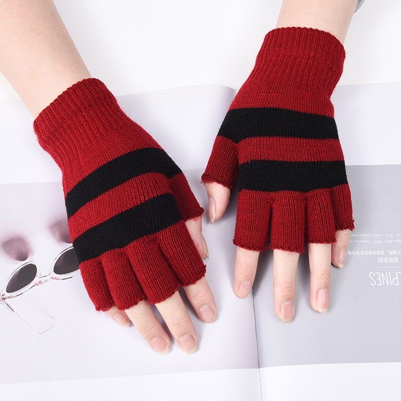 秋冬季男女士加绒保暖防寒学生写字漏半指露二指骑车毛线触屏手套,淘宝优惠券,粉丝福利购,淘宝优惠卷