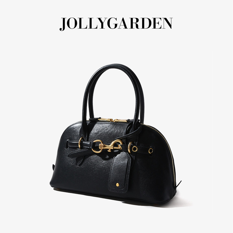 JOLLY GARDEN【潮汐】秋冬棕色真皮手提贝壳包通勤大容量斜挎女包,淘宝优惠券,粉丝福利购,淘宝优惠卷