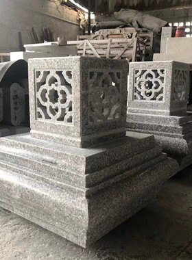 石头灯太阳能门柱灯天然花岗岩别墅灯笼新中式围墙庭院