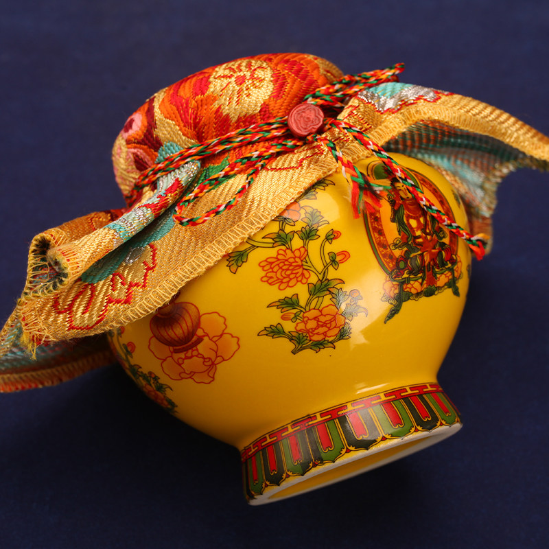 王师兄陶瓷藏式八吉祥装藏宝瓶装财神黄色供奉佛前摆件彩绘地藏王,淘宝优惠券,粉丝福利购,淘宝优惠卷