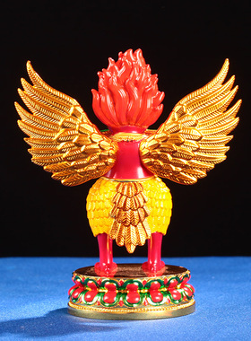 王师兄金翅大鹏鸟佛像摆件喇荣同款4寸全彩绘莲花座护法佛像大鹏