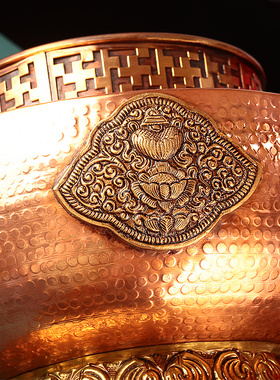 纯铜糌粑盒民族风家用装饰摆件