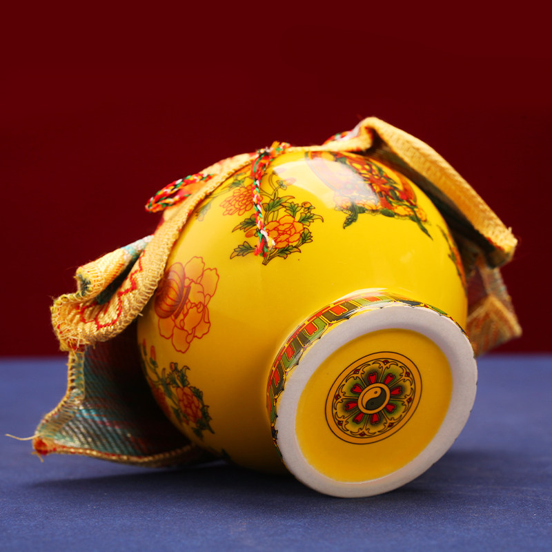 王师兄陶瓷藏式八吉祥装藏宝瓶装财神黄色供奉佛前摆件彩绘地藏王,淘宝优惠券,粉丝福利购,淘宝优惠卷