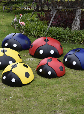 玻璃钢雕a塑卡通甲虫七星瓢虫摆件幼儿园井盖遮挡景区户外打卡装