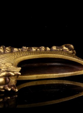 朴器 擦黑色加重加厚铜龙船摆件