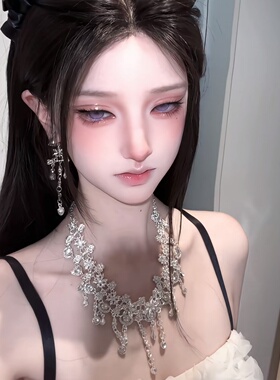 超闪流苏项链夸张晚礼服耳环套装