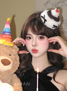 蜡烛可燃蛋糕生日帽子头饰发夹女