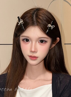 精致气质黑色蝴蝶结发夹女高级感