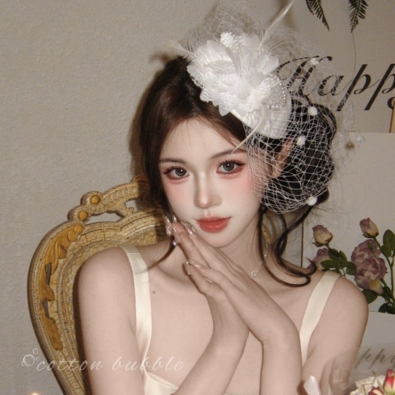 复古白色网纱小礼帽头饰女民国千金发夹新娘礼服生日拍照头纱发饰,淘宝优惠券,粉丝福利购,淘宝优惠卷