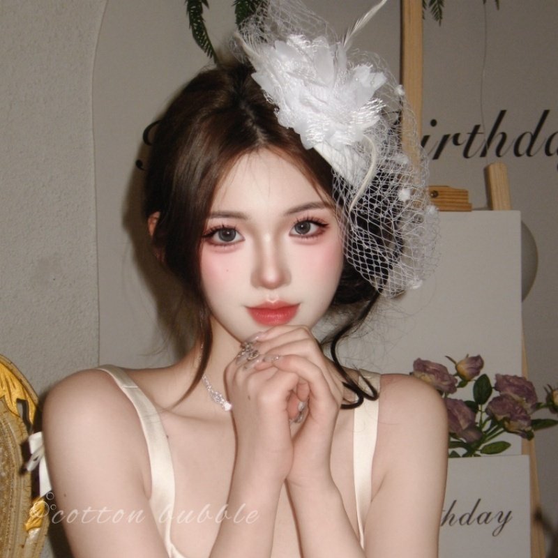 复古白色网纱小礼帽头饰女民国千金发夹新娘礼服生日拍照头纱发饰,淘宝优惠券,粉丝福利购,淘宝优惠卷