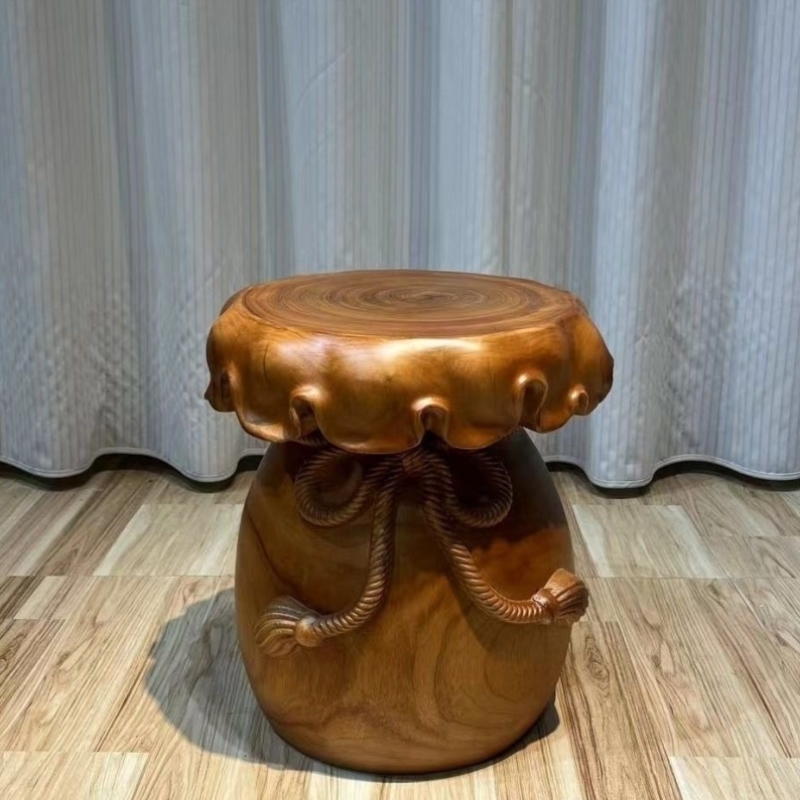香樟木根雕实木造型换鞋凳子树根花架底座创意客厅樟树木凳子圆形 - 图1