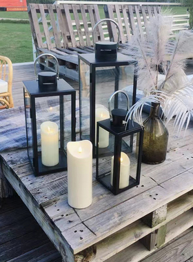 北欧复古风灯户外落地烛台婚庆蜡烛浪漫摆件样板间玻璃铁艺装饰品