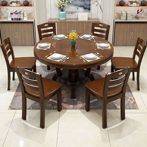 中式实木餐桌椅组合大小户型家用圆形吃饭桌子饭店12人实木大圆桌 - 图3