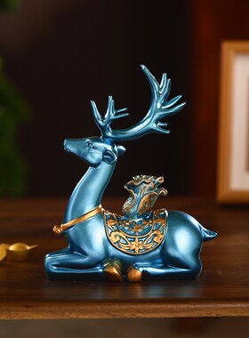 招财福鹿摆件白菜葫芦高档中式玄关酒柜客厅梅Q花鹿装饰品乔迁礼