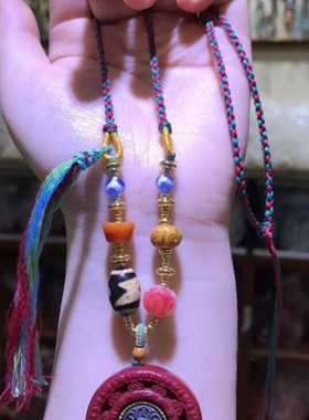 藏式重工手工编织项链绳蜜蜡和田玉唐卡万能吊坠绳女男饰品绳