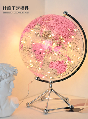 透明水晶地球仪现代轻奢高端摆件电视酒柜办公室客厅卧室装饰品