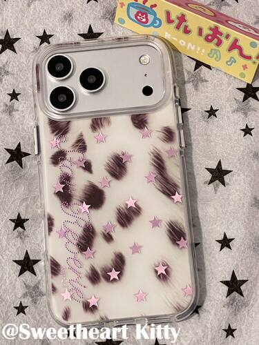 U2 ins古早镭射紫色星星豹纹适用iphone18promax苹果17手机壳16少女 - 图0